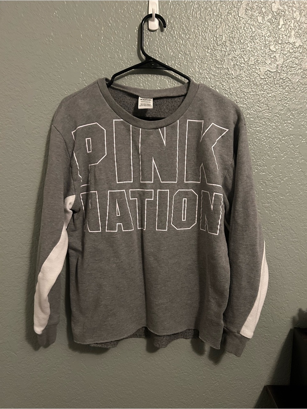 Victoria's Secret PINK Gray Sweatshirt with White Stripes